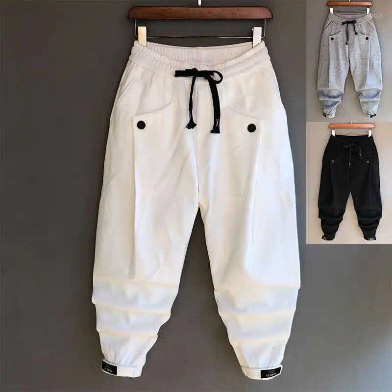 Spring Style Men's Casual Slim Fit Pants Loose Large Crotch Harlan Pure Color Anti-Wrinkle Youthful Energy