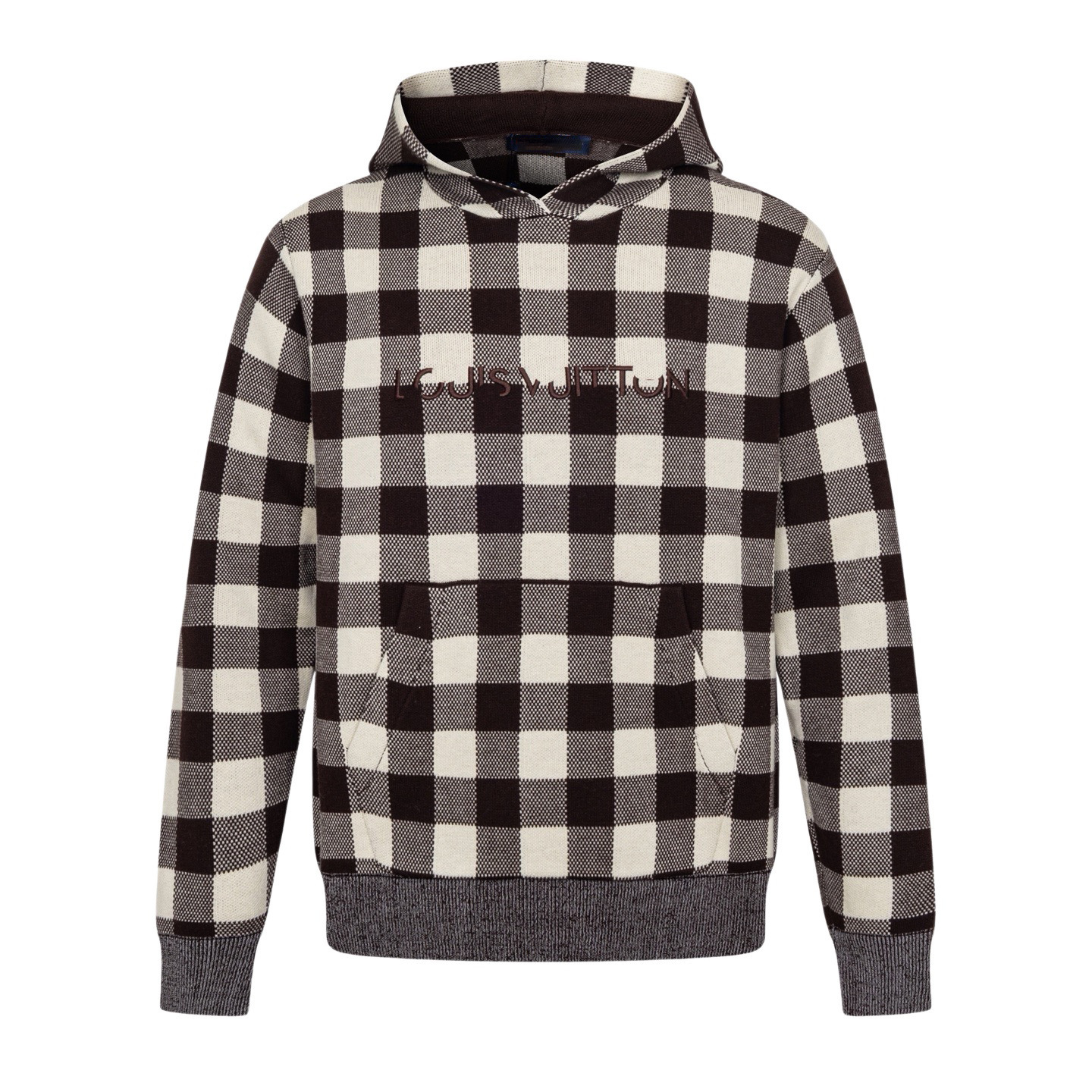 Nanyou High-Quality Lujia 26SS Letter Embroidery Plaid Color-Block Knit Hooded Sweatshirt designer luxury Men's Hoodie Direct from Manufacturer