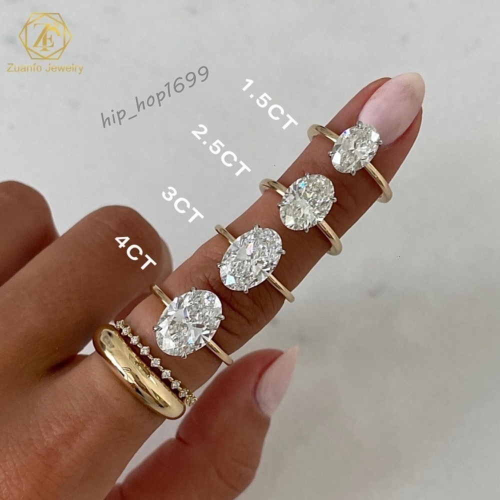 For Igi Certified Cvd HPHT Lab Grown Created Diamond 14k 18k Solid Gold Three Stone Oval Cut Luxury Engagement Ring Unisex