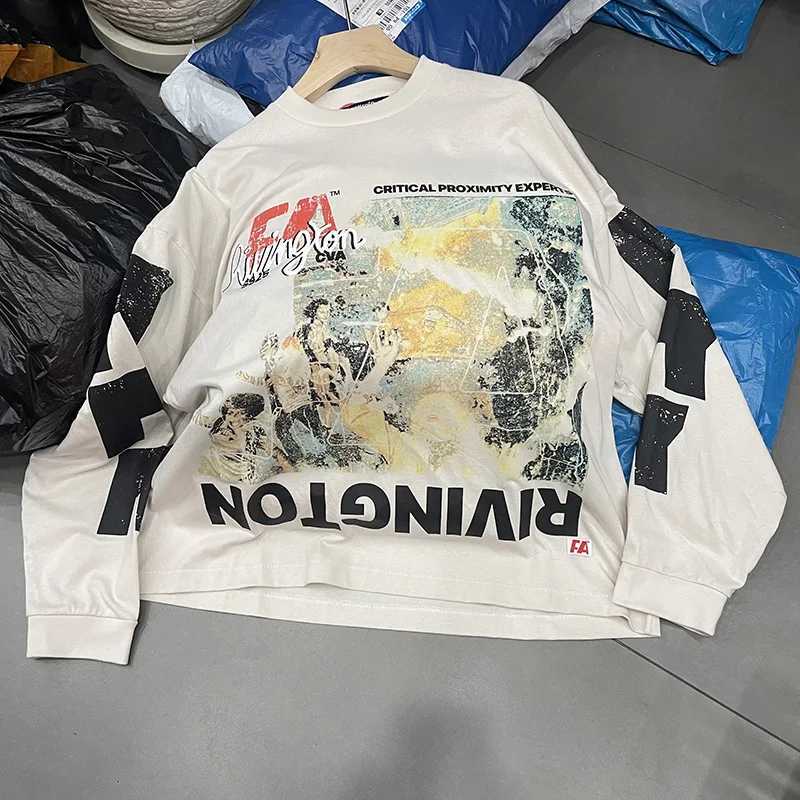 25SS High Quality Cotton Oversized Cement White RRR123 Long Sleeved T-Shirt Men Women Hip Hop Graphics Graffiti T Shirt Tops T261019