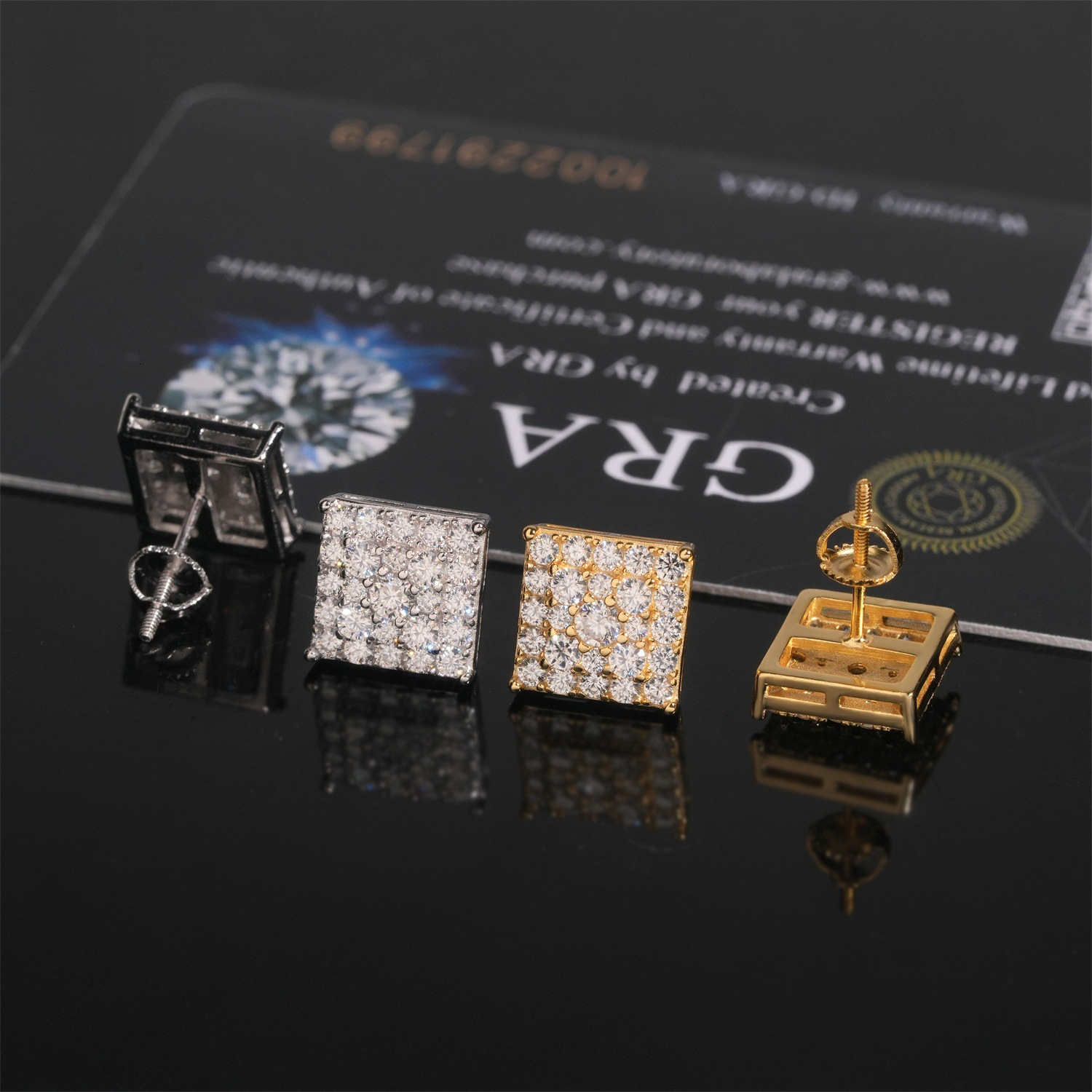 Best-selling model 10mm square high-quality S925 silver fully inlaid with moissanite earrings