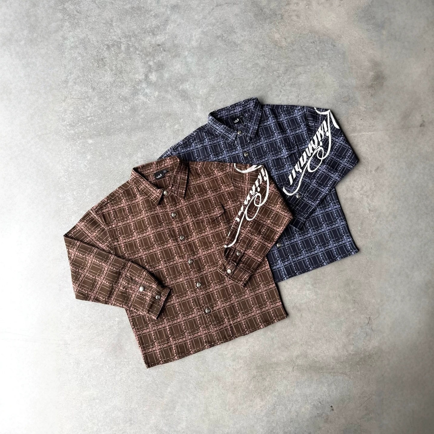 American Retro Brown Pink All Over Plaid Long Sleeve Shirt Jacket, One Sleeve Print Lapel Workwear Blouse