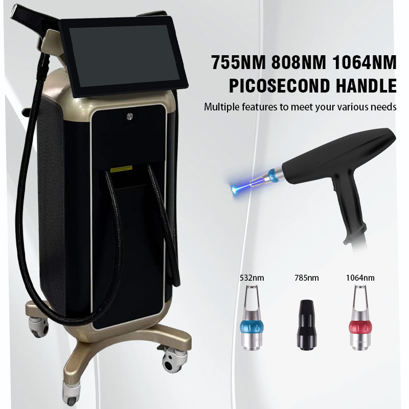 Permanent Painless Titanium 808nm Diode Laser Hair Removal Ice Platinum Nd Yag Laser Tattoo Removal Machine
