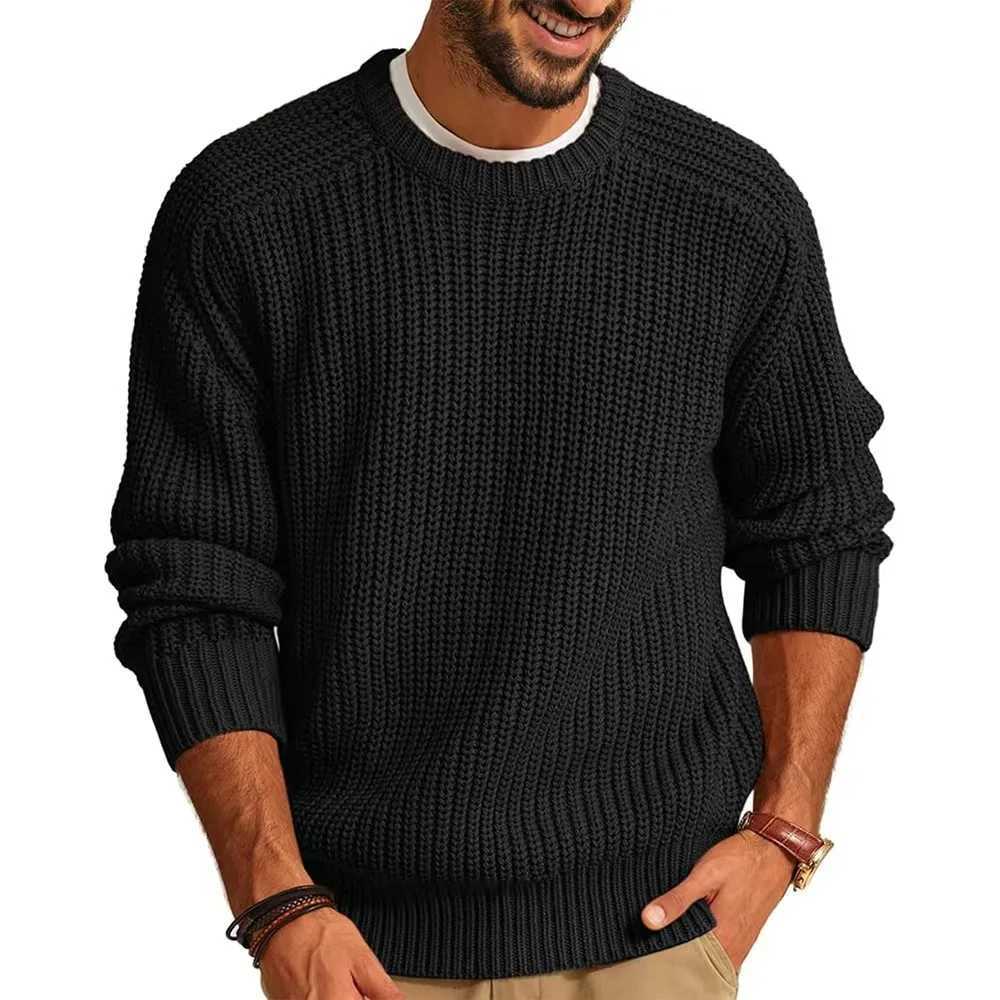 Men's Fashion New Autumn Winter Sweater Long Slve Round Neck Casual Men Knitted Jacquard Pullover Solid Tshirt Man Tops M261016