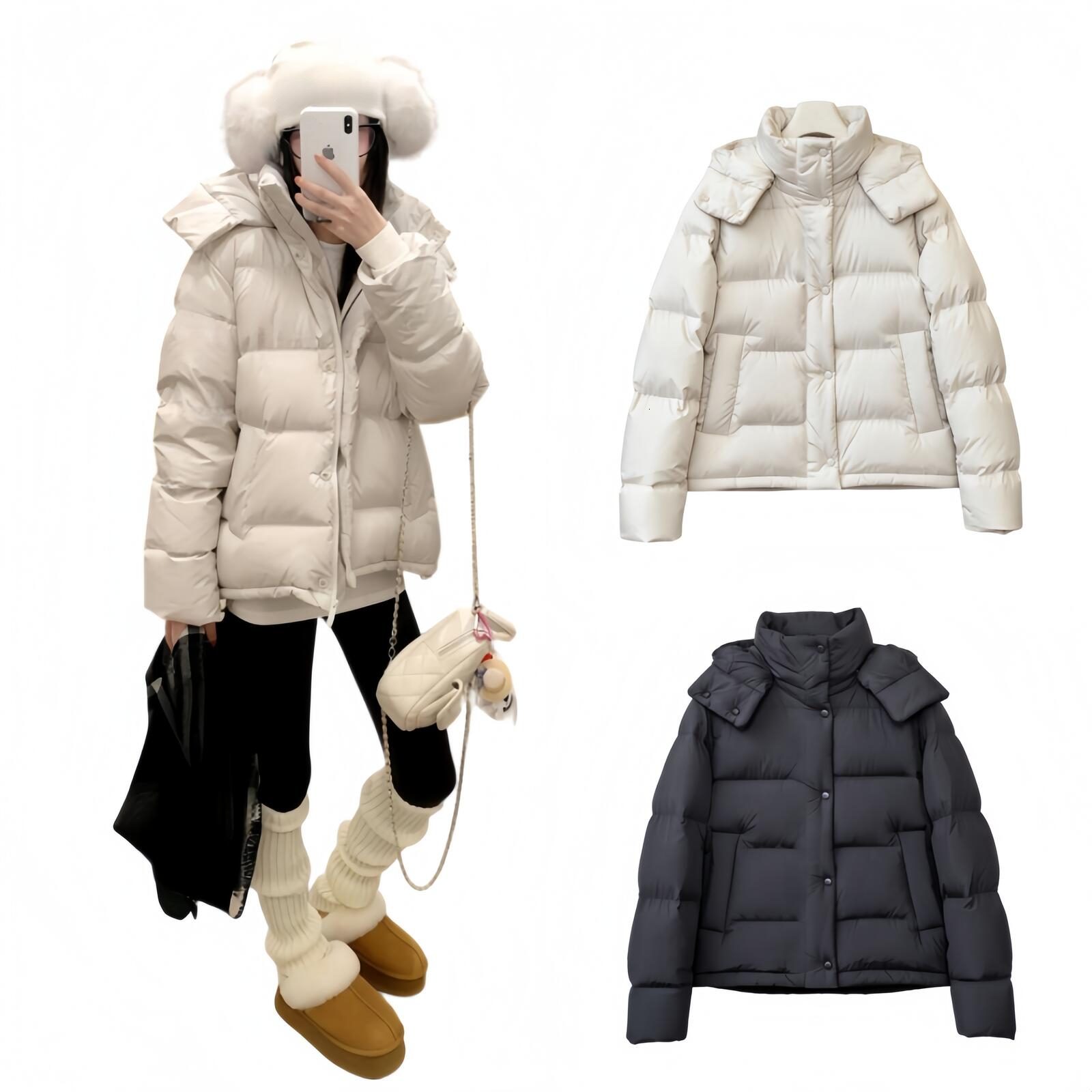 Designer Womens Winter Short Down Jackets Womens Coat Winter Hooded Loose Fit Thickened Warm Windproof Puffer Jacket White Duck Down Coat Fashionabl