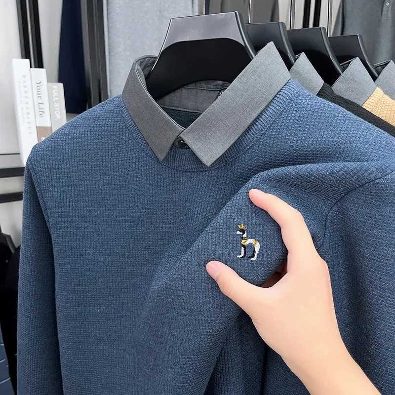 flip brand men's long slved over collar pullover winter fashion new item puppy embroidery top casual warm knit sweater M261016