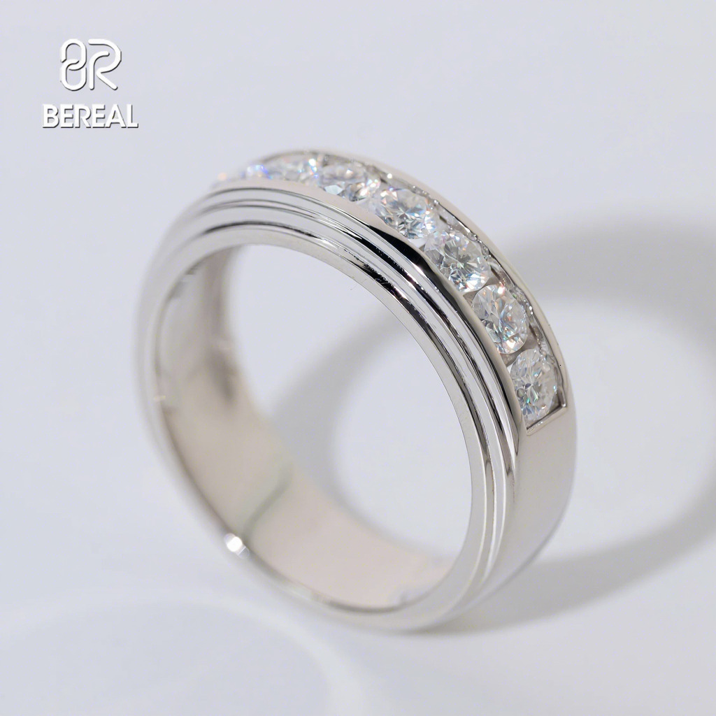 Custom 1CT Round Brilliant Cut Vvs Lab Grown Diamond Wedding Ring Luxury White Gold 925 Sterling Silver Band Ring Women Jewelry