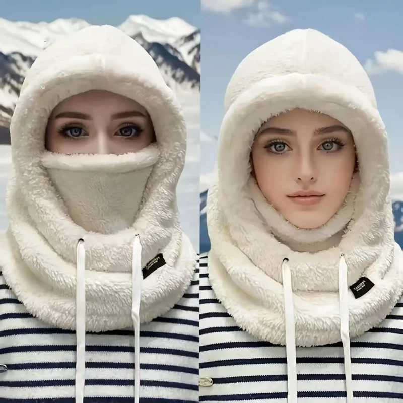 Beanie/Skull Caps Women's Winter Fleece-Lined Anti-Cold Face Mask Hat Elastic Drawstring Closure Lightweight and Warm Suitable for Cycling Skii