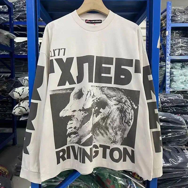 Oversized Streetwear RRR123 Long Sleeve T Shirt Men Woman Hip Hop Classic All-match Vintage Casual Washed Top