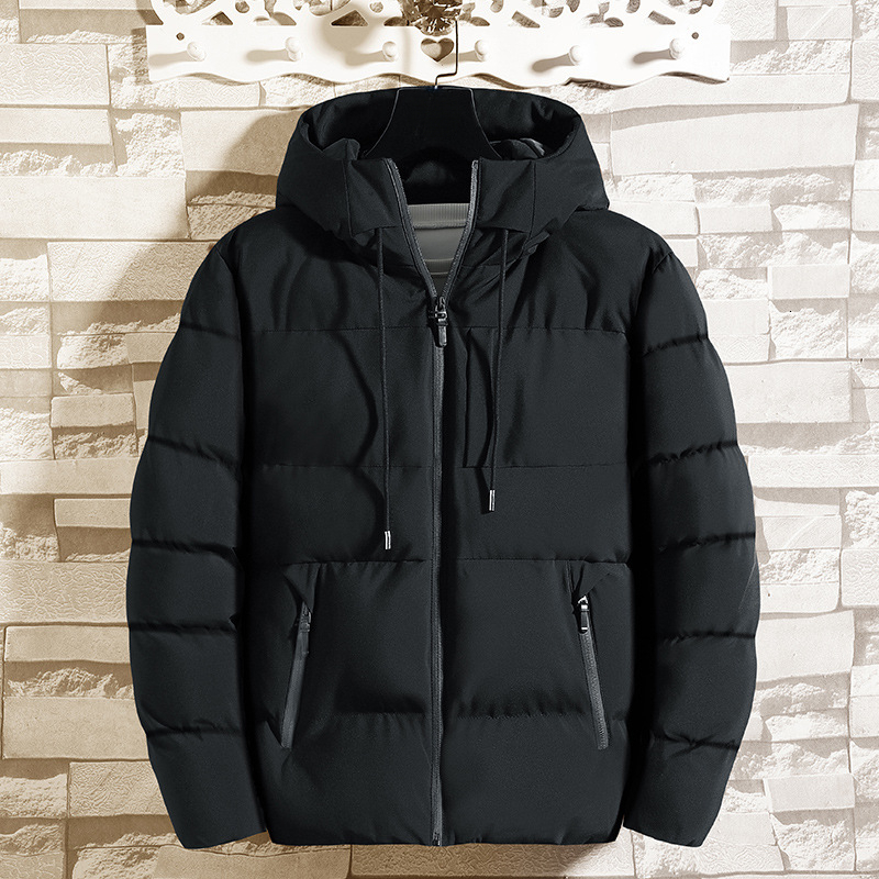 Autumn Winter Trendy Brand Thickened Down Coat Warm Men's Cold-Proof Hooded Cotton Padded Jacket Outerwear Honglu Stand Collar Thick Puffer C