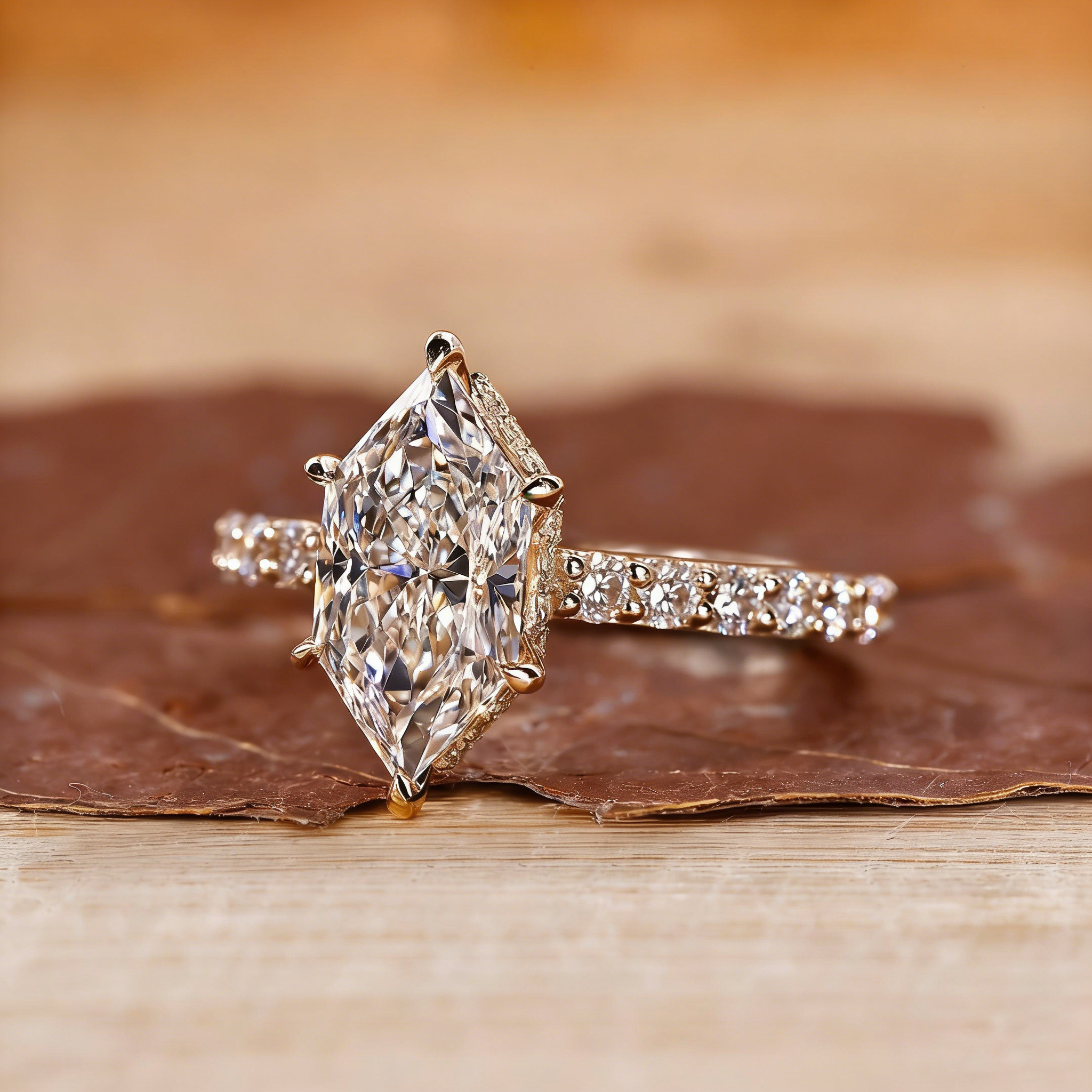 IGI Certified CVD Hexagon Cut Lab Grown Diamond Wedding Rings Custom D Vvs Lab Created Diamond Engagement Ring Jewelry
