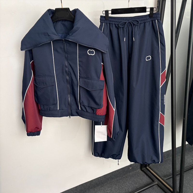 Designer Women Lapel Neck Jackets Loose Pants Zipper Casual Coats Elastic Waist Wide Leg Pant Outfits Autumn Winter Workout Core Outdoor Overcoat