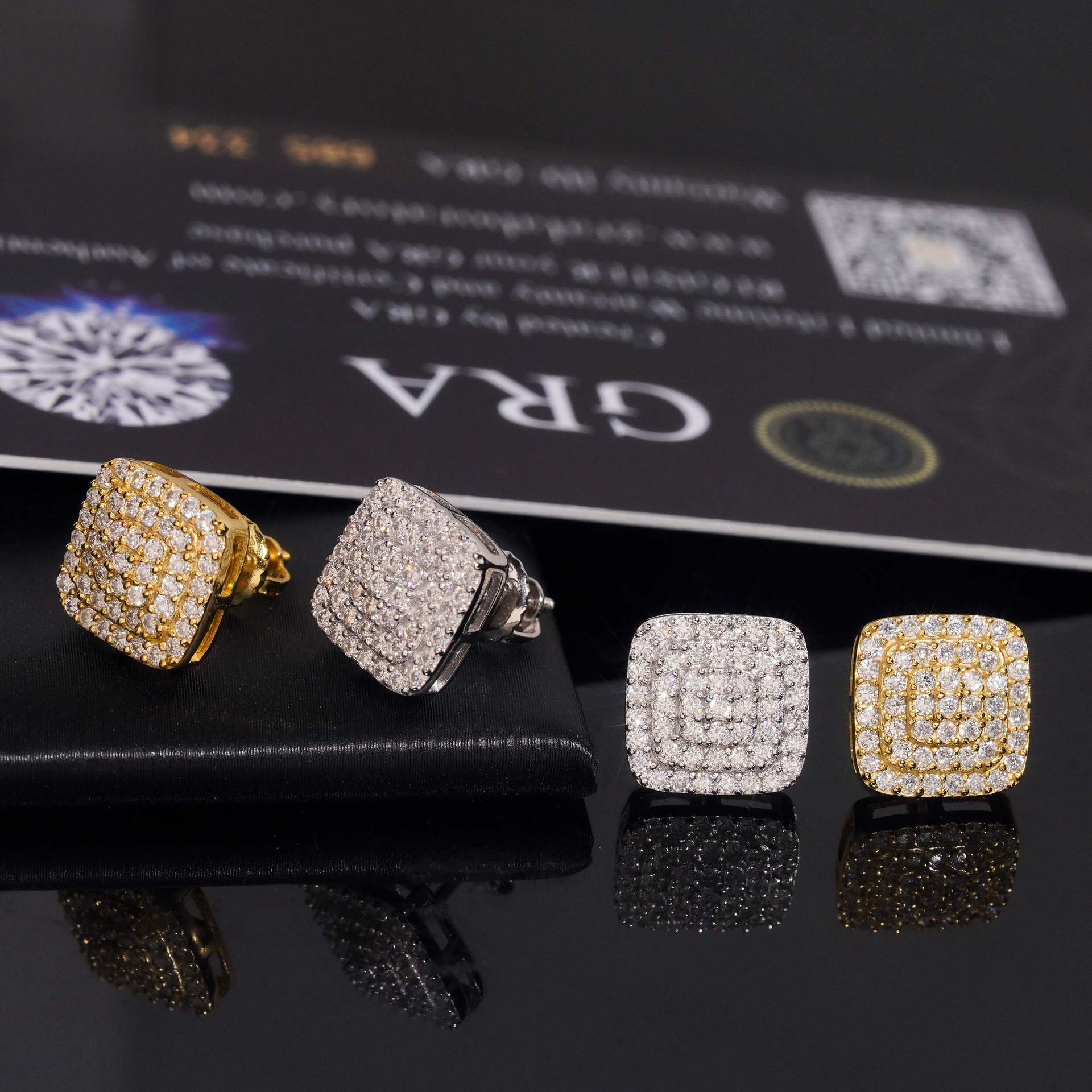 Popular 10mm Square Hip-Hop Earrings S925 Silver Inlaid with Moissanite, Passed Testing, Men's and Women's Ear Jewelry