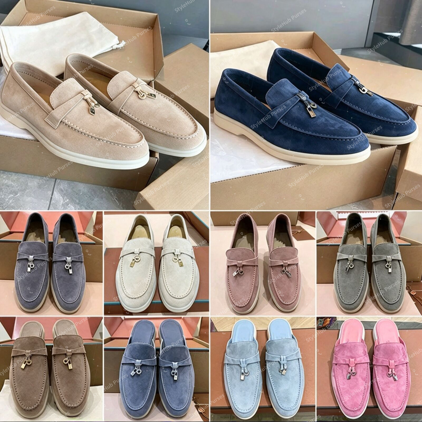 Womens Mens Designer Loafers Sandal Slippers 100% Suede Fashion Casual Shoes Open Walk Slipper Mules Flat Chaussons Luxury Master Quality Sneakers M