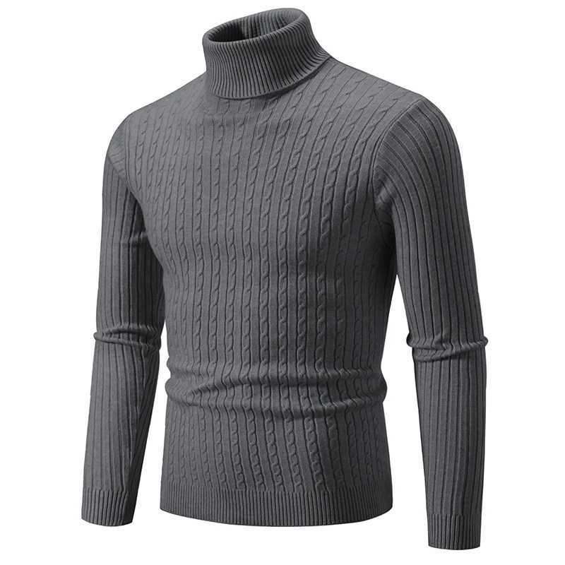 High Autumn Winter New Men's Neck Sweater Solid Color Pullover Knitted Warm Casual Turtleneck Sweatwears Yellow Navy White M261016