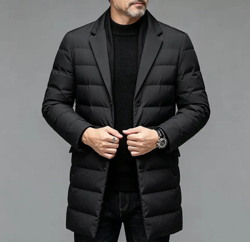 Mens Winter Fashion HighQuality down Jacket 90% White Duck down Warm Coat with Removable Scarf Suit Collar M4XL Sizes 261019