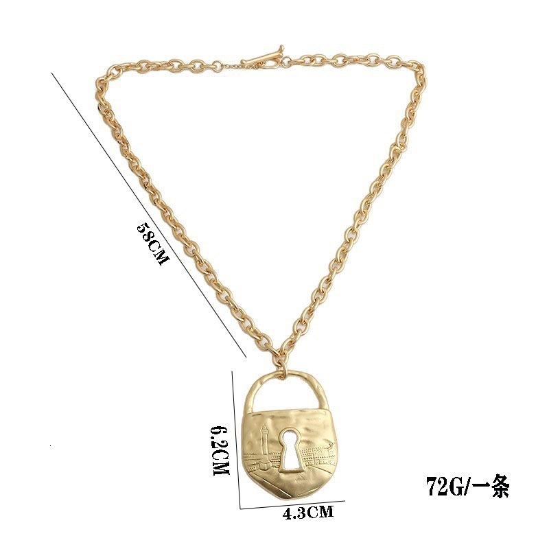 , exaggerated gold-embossed castle lock necklace for women, 2025 new style, high-end choker necklace, sweater chain accessory