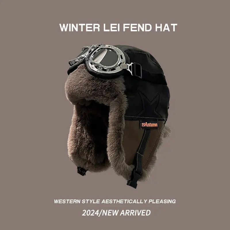 2025 Winter For Men And Women Retro Lei Feng Pilot Warm Fleece Ear Protection Cycling Motorcycle Hat Luxury Cap Brand Designer Hat