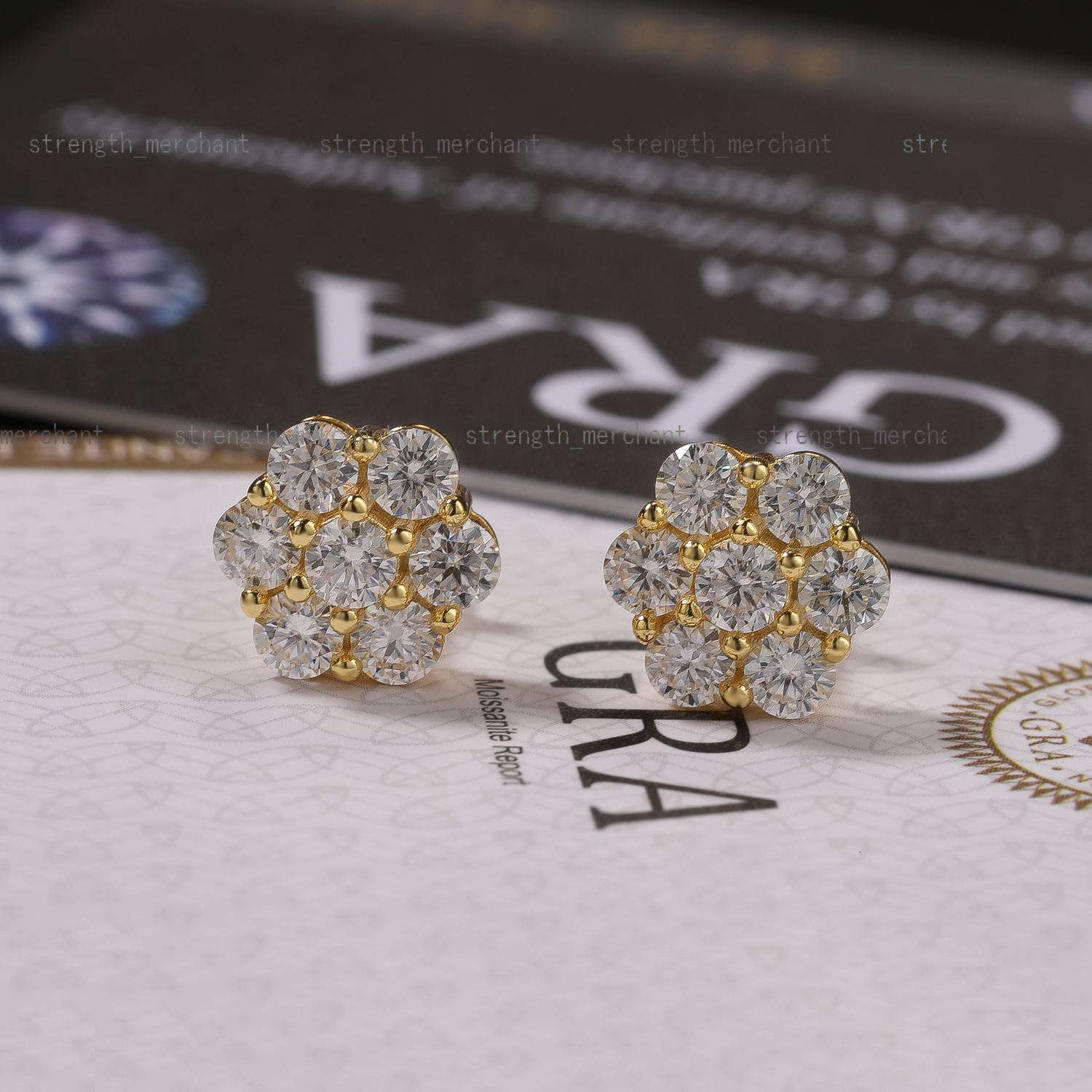 VVS D Moissanite Stud Earrings 925 Sterling Silver GRA Certified 8mm Flower Screw Earrings