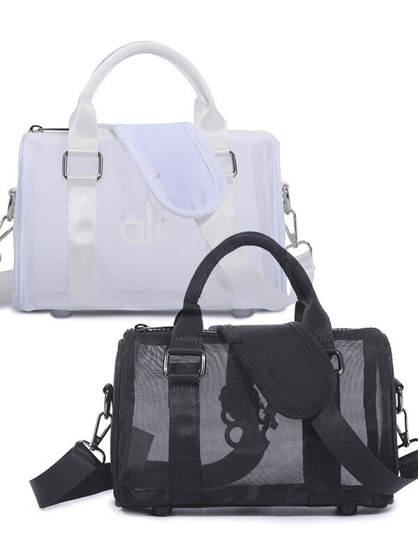 designer Cross border transparent mesh handbag for men and women large capacity shoulder and crossbody bag yoga fitness travel storage bag