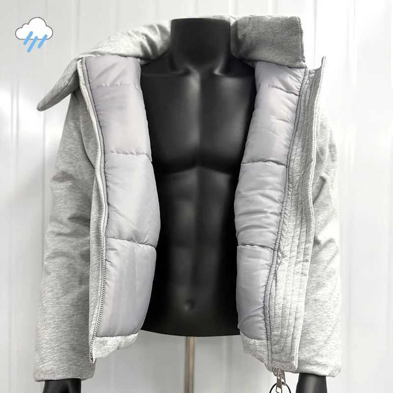 Men Women Couple Winter Warm Zipper Outdoor Coats Top Quality Patchwork Gray Cotton-Padded Jacket Casual Down Coat T261019