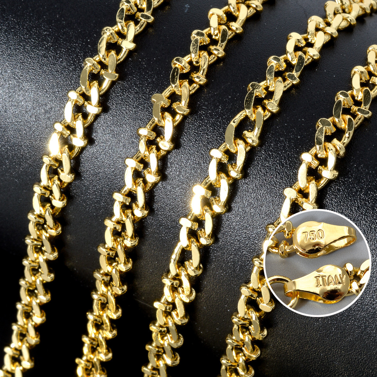 Best-selling vintage Italian 750 copper 18k gold-plated geometric circular hollow-out necklace for women, exquisite clavicle chain pendant