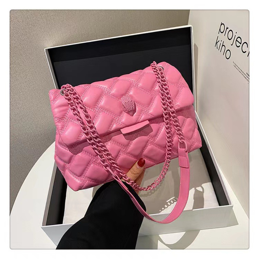 designer Cross Border New Small Rhinestone Eagle Head Hardware Chain Bag Solid Color Diamond Embroidery Bag Large Capacity Single Shoulder Crossbody