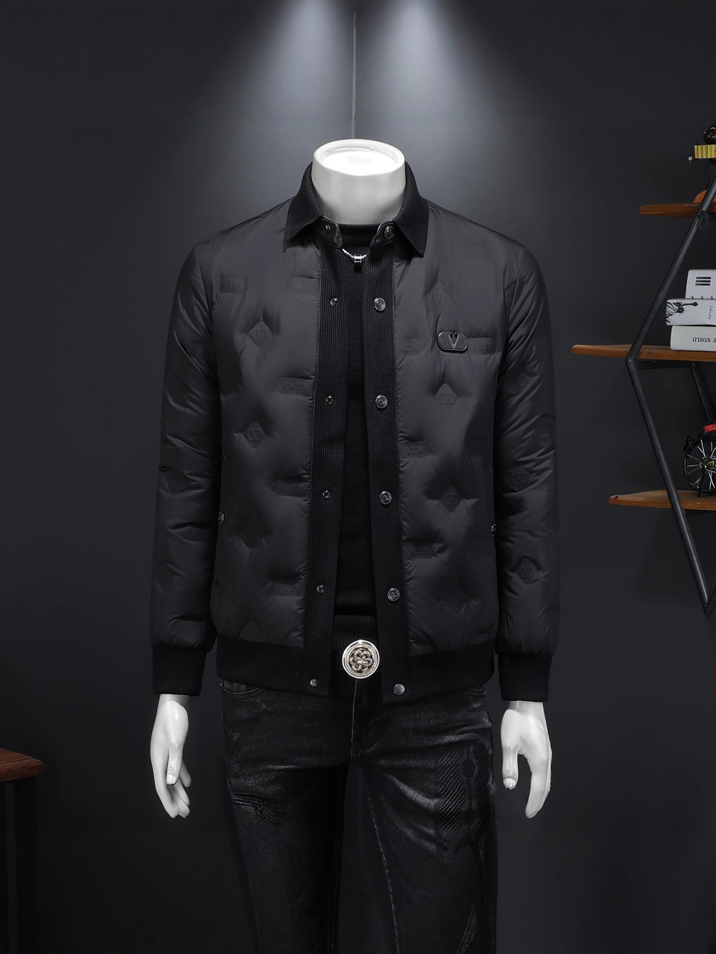 European Style Winter New Men S Collared Jacket Casual Knit Thickened Short Trendy Plus Size Down Coat