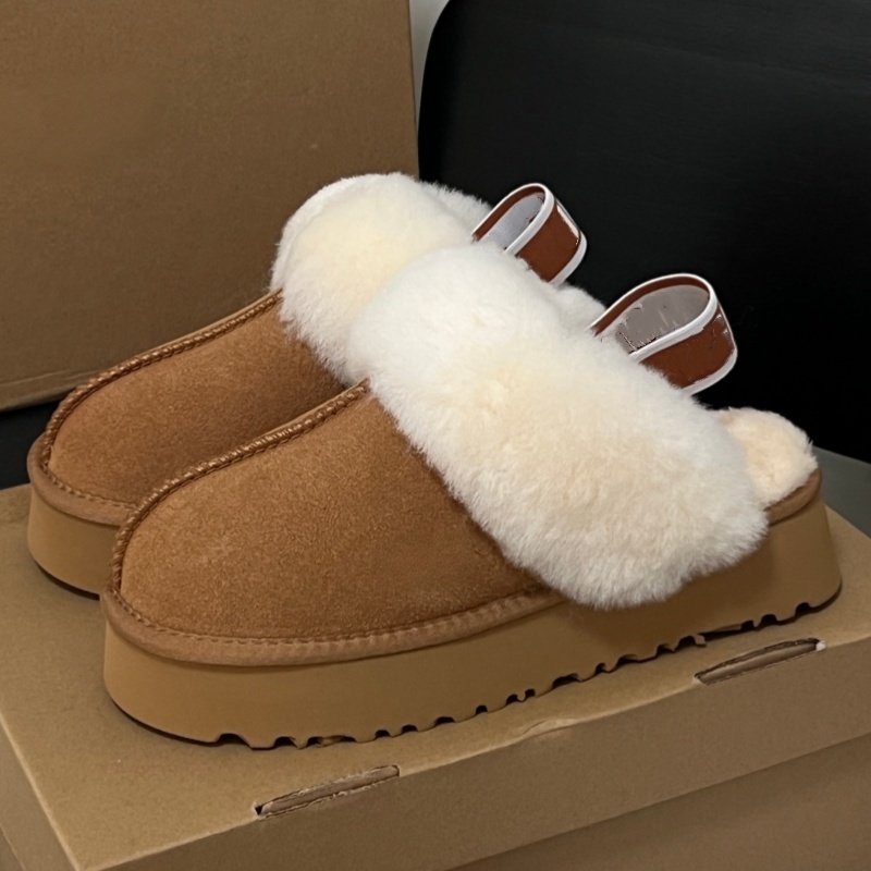 Casual shoes fashionable women's winter snow shoes warm outdoor ankle boots soft wool slippers plush letter platform shoes top designer shoes c
