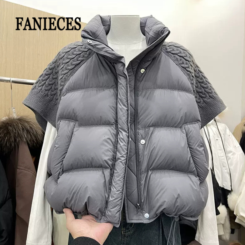 Loose Aline Cotton Vest Jacket Women Fall Winter Stand Collar Zipper Quilted Pocket Casual Lightweight Padded Coat 260923