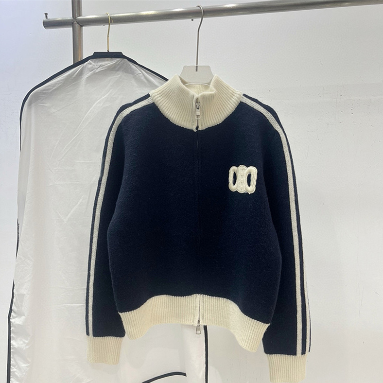 Athleisure Stand Collar Knit Jacket For Women Cropped Rib Trim Zipper Up Warm Outwear Autumn Sport Casual Weekend Outdoor Knit Cardigan