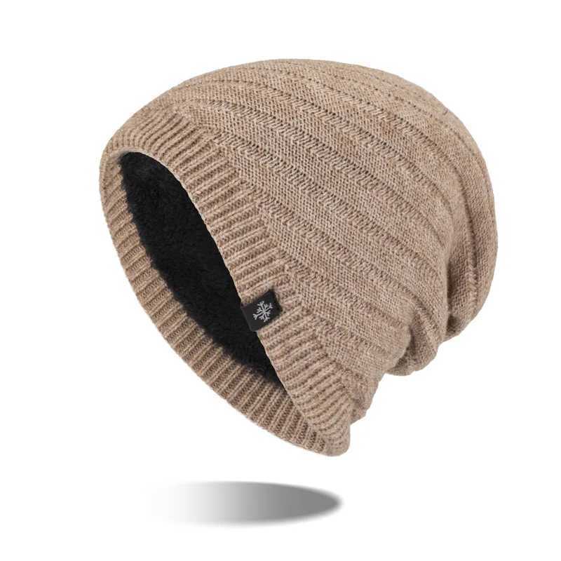 Beanie/Skull Caps Warm Knitted Woolen Hat for Winter Fleece-Lined and Thickened Twill Pullover Outdoor Hat for Men Q261017