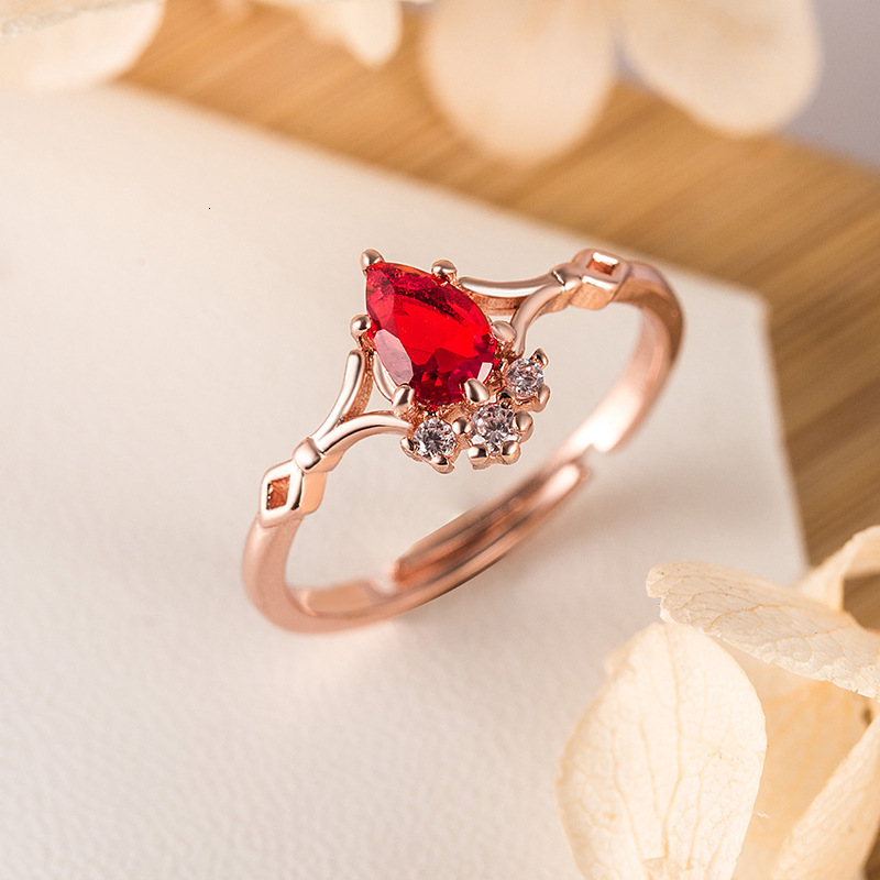 Jewelry Gothic Style High-Imitation Natural Garnet for Women, Light Luxury Versatile Ring Popular on Social Media