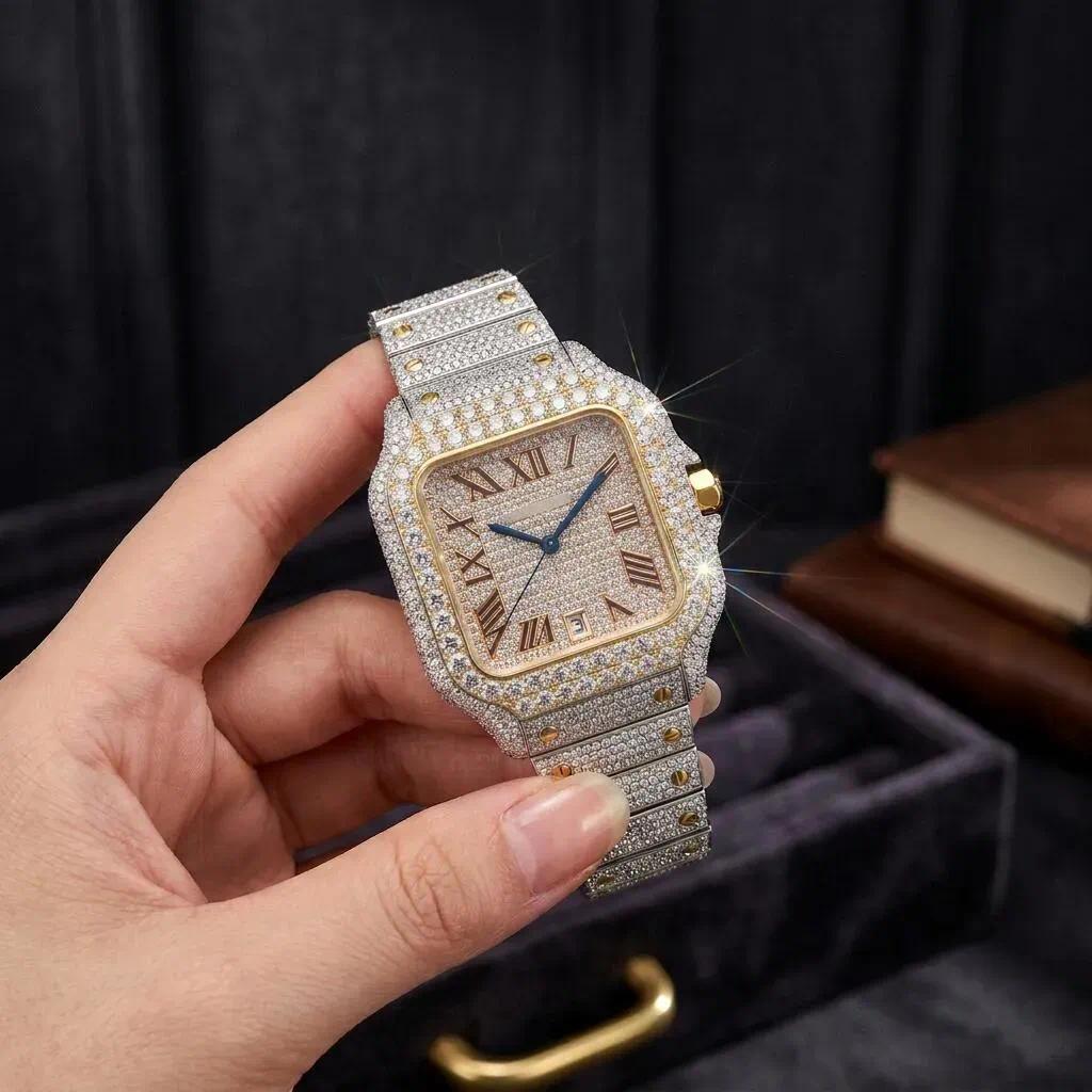 Hip hop styleAdvanced customizationVVS Top Quality Automatic Mechanical Women Designer Men Pass test Watches Iced Out Vvs DiaMond Watch moissanite w