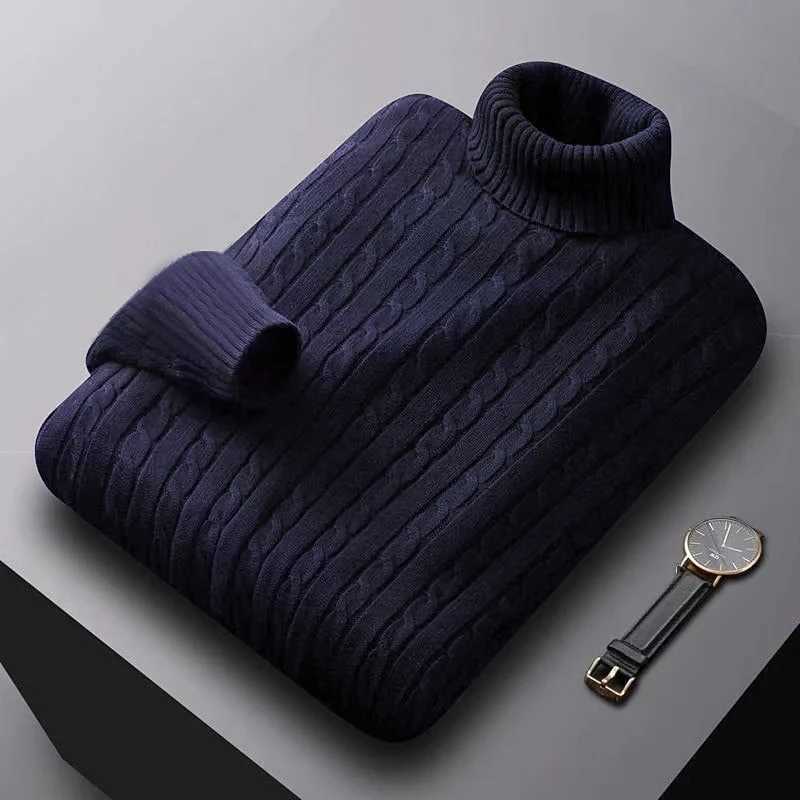 Sweater Turtleneck Autumn Outdoor Knitted Solid Pullover Sweaters Winter Warm Heavyweight Thick Tracksuit Woolen Strtwear M261016