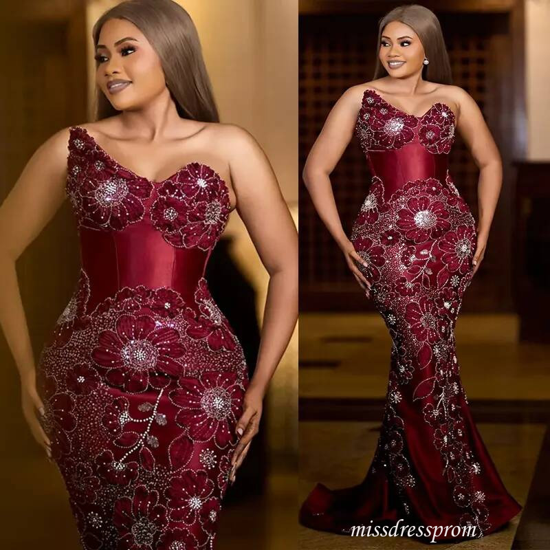 Plus Size Burgundy Mermaid Prom Dress Evening Dresses Formal Gowns V Neck Illusion Tassel Pleated Beaded Lace Crystals Birthday Second Reception Gow