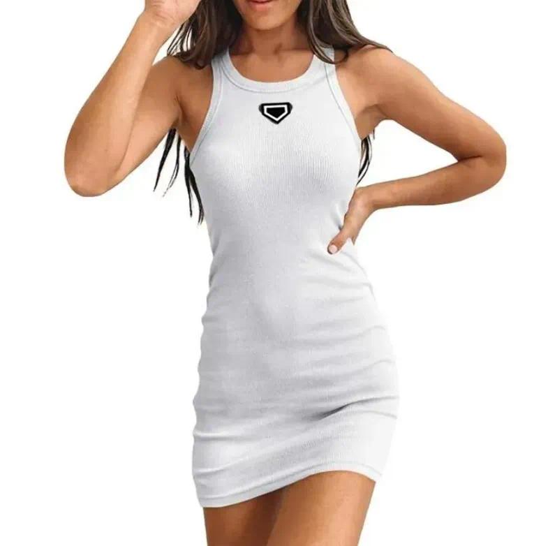 2026 new Women's casual dress summer fashion explosive designer brand women's top dress knitted cotton sleeveless solid sexy dress elastic