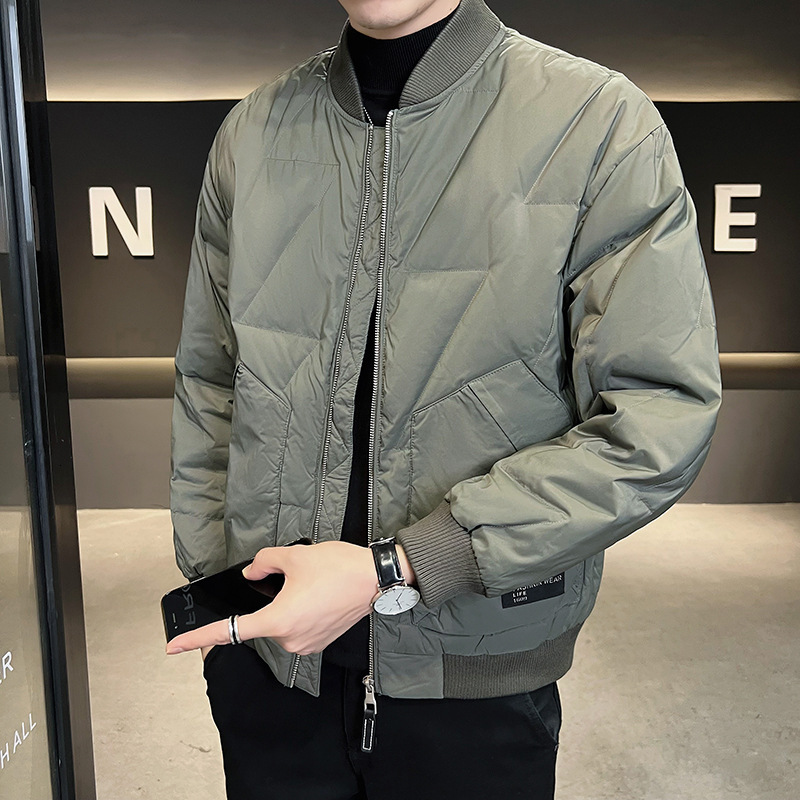 Men Short White Duck Down Jacket 2026 Winter New Baseball Collar Lightweight Stylish Handsome Thick Warm Puffer Coat Windproof Outerwear For Men Dai