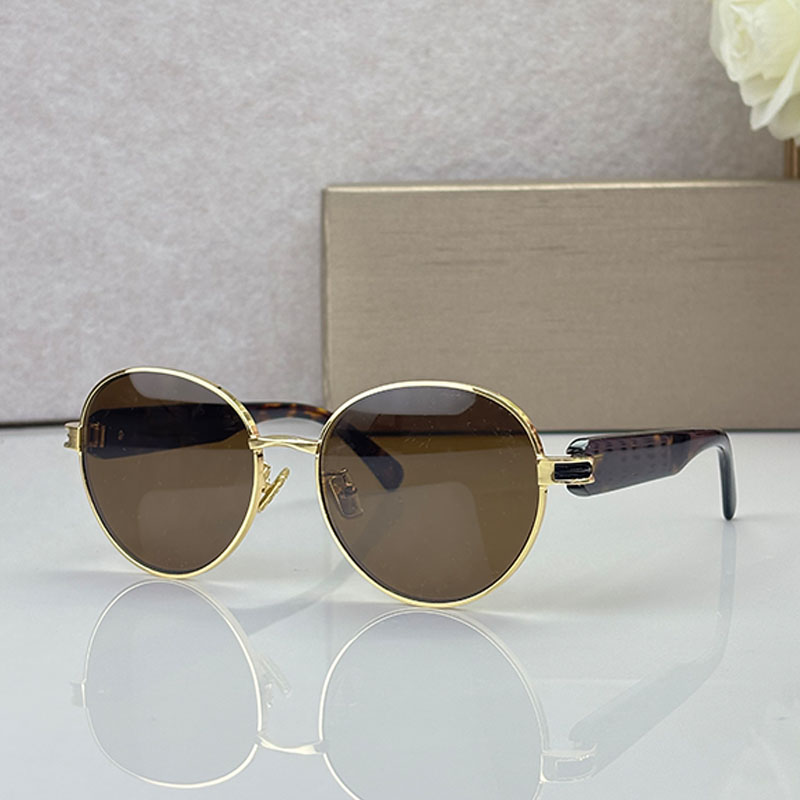 Luxury designer mens womens sunglasses BV40096 metal circular frame dark brown lenses acetate tortoiseshell glasses leg glasses driving leisure trav
