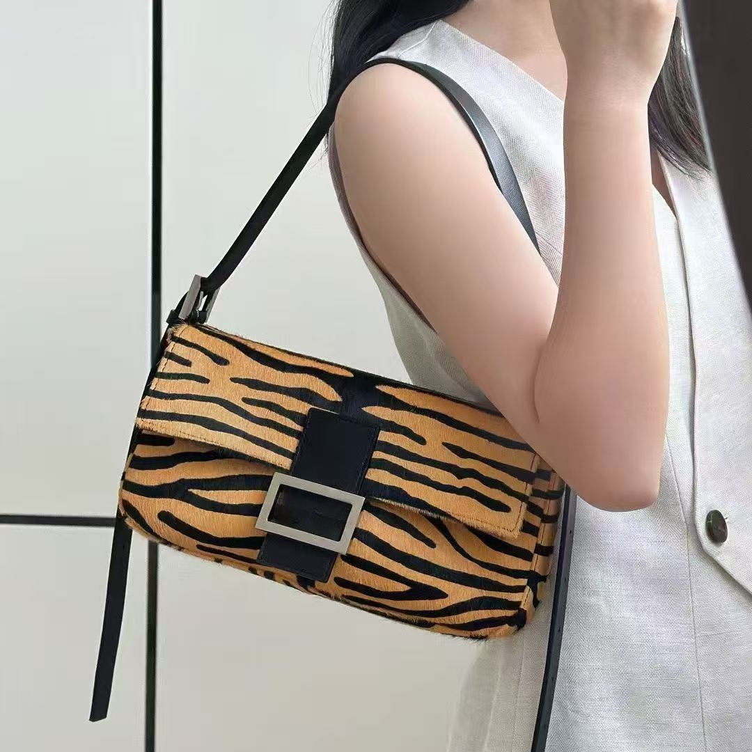 12A Designer Bag Tiger Print Calf Hair Flap Handbag luxury Sequin Bag Women Designer Leopard Print Calfhair Shoulder Tote Bling Handbags Underarm ba