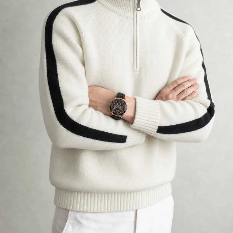 End Men's Sweater Fashion High Casual Autumn Winter New Top Brand Zipper Mock Neck Personzed Simple Knitted Pullover M261016