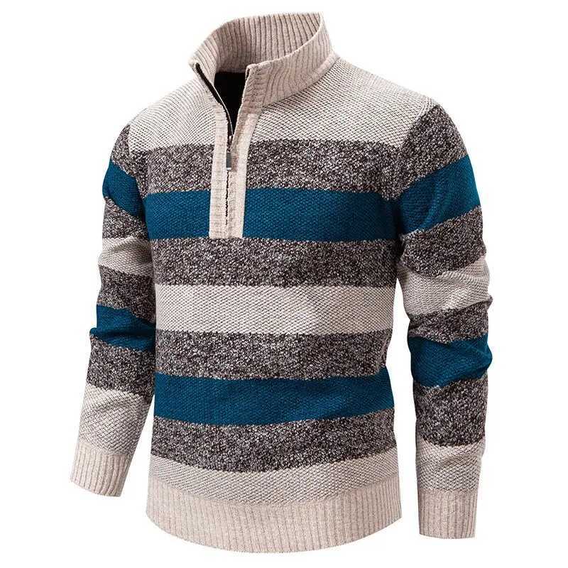 Warm Striped Pullover Men Thickened 2025 Autumn Winter Trend Knitted Sweater for Men's Casual Sports High-Quty Sweater M-3XL M261016