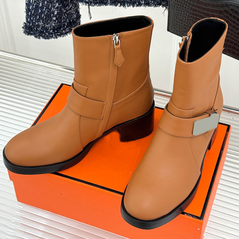 Niki Ankle Boot Designer Autumn New Boots Luxury Womens Boots Anti slip Wear resistant Leather outsole Boots Palladium plated Buckle chunky heel Boo