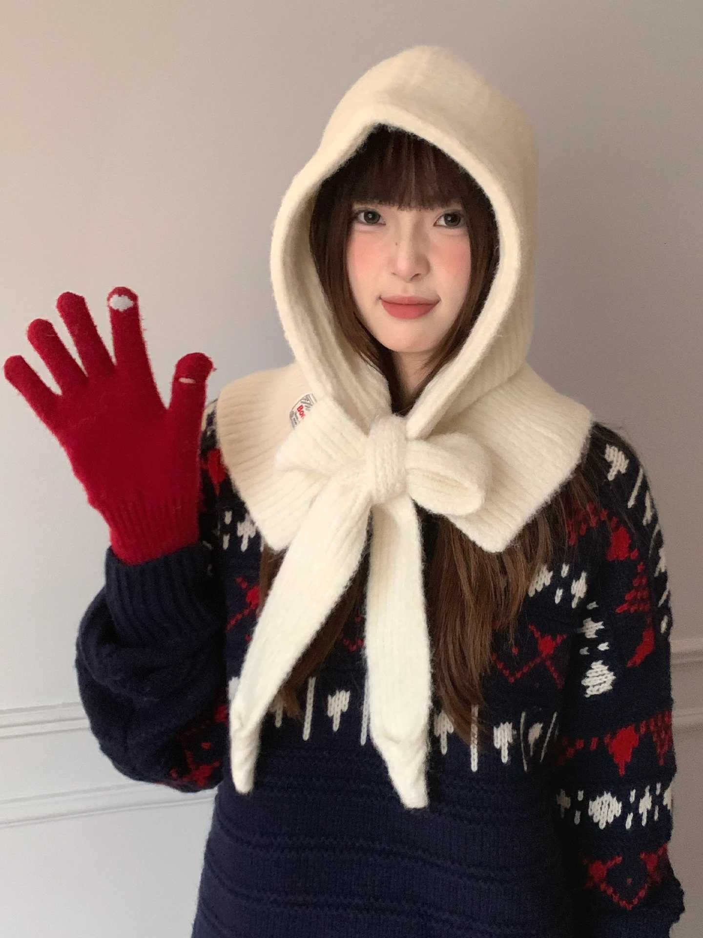 Beanie/Skull Caps Woolen Grey Knitted Balaclava For Women Warm Woolen Hat With Large Head Circumference And Ear Protection For Autumn And Winter Q26