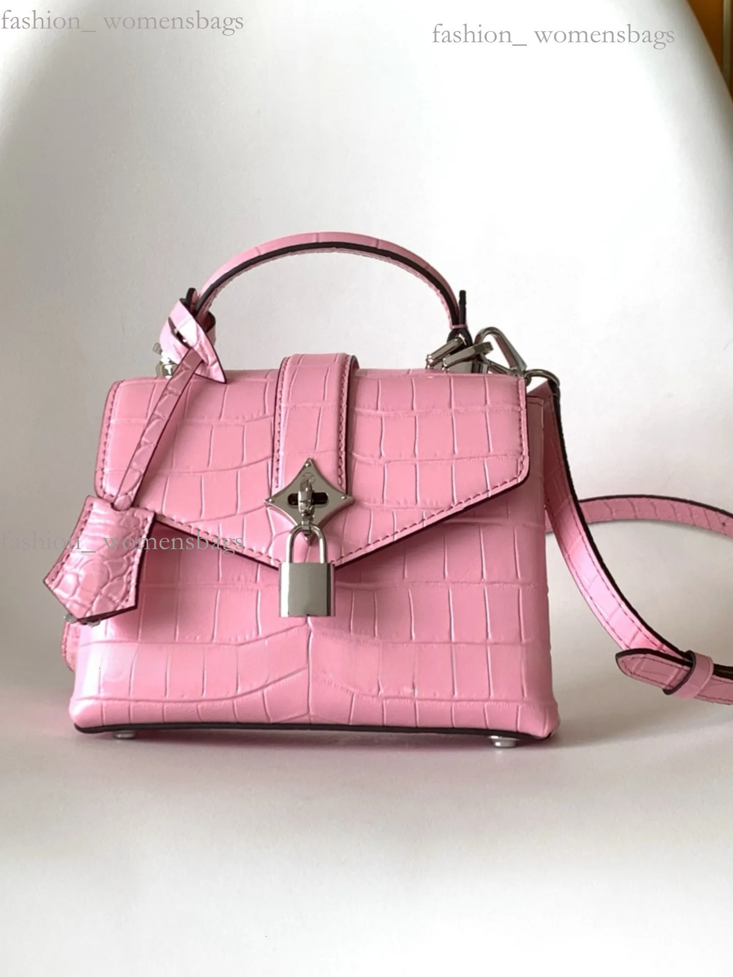 10A luxury new designer women bags with crocodile grain leather accents gold padlock top handle detachable adjustable shoulder strap bag N98925 9892