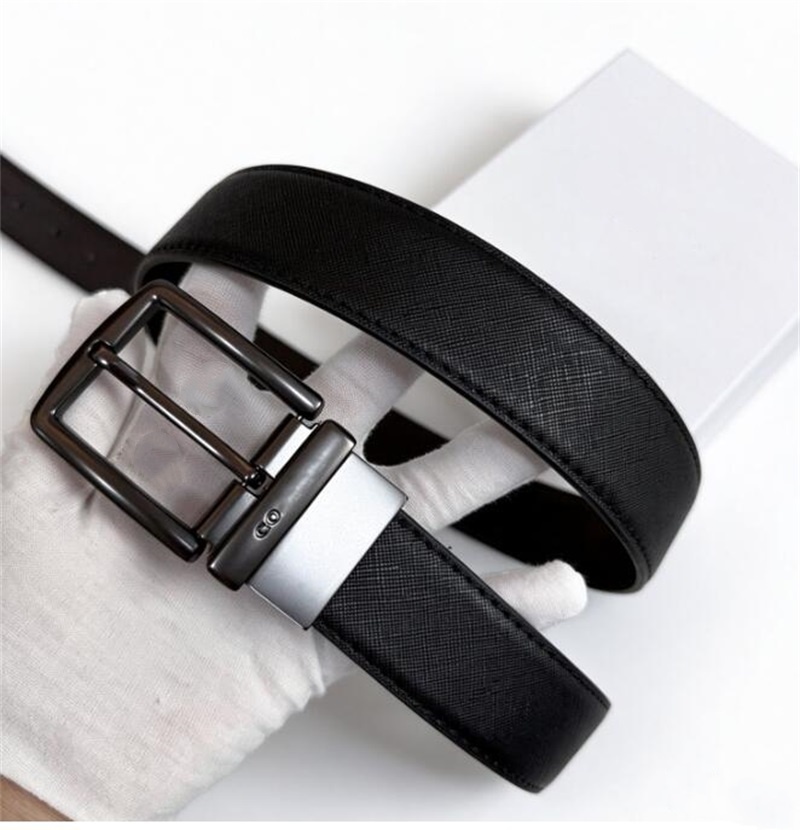 Black Designer Belt for Men Luxury Belts Simple Letter Buckle Classic Smooth Buckle Cintura Uomo Simple Jens Width 3.4cm Fashionable Ho1821