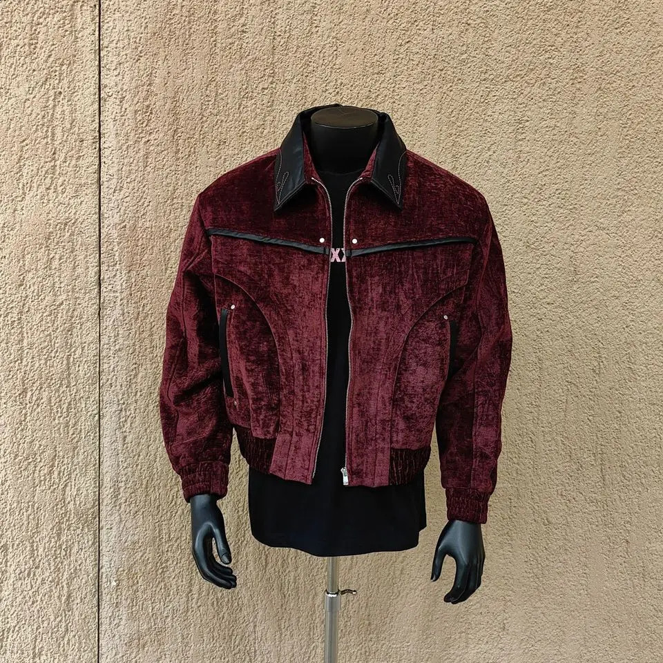 Autumn Winter Handsome Painted Casual Long-sleeved Jacket Coat High-end Short Lapel Top Aesthetic Fashion Mens Clothing Hiphop 261014
