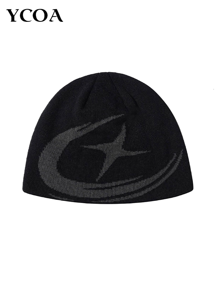 Women Beanie Korean Fashion Letter Jacquard Gothic Winter Warm Knit Vintage Y2k Hat Streetwear Wool Aesthetic Unisex Accessories J260511
