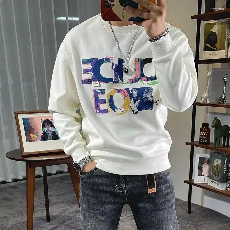Printed Round Neck Sweatshirts T Shirt For Men Full Sleeve Tshirt Fashion Streetwear Social Bulk Emo Spring Xl Man Pullovers