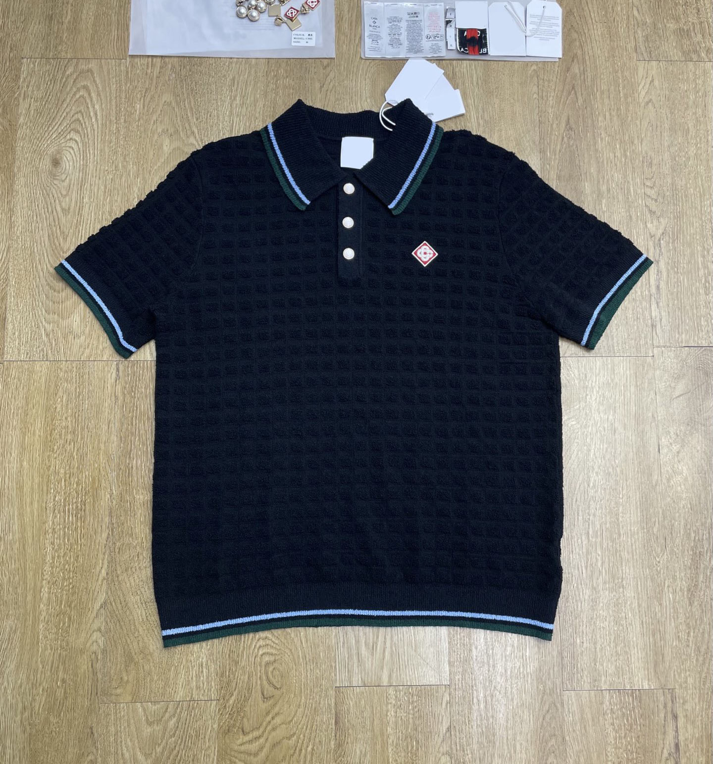 Men's Plus Tees & Polos Round neck embroidered and printed polar style summer wear with street pure cotton knit 3tg